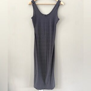BB Collection Black And White Stripped Soft Stretchy Column Sleeveless Dress